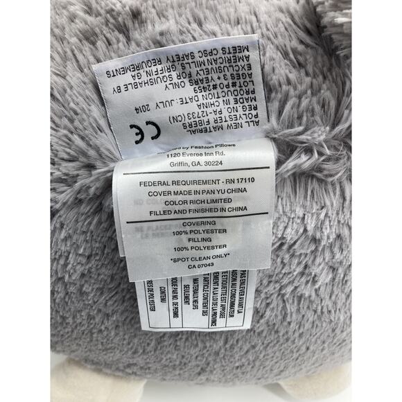 American Mills Squishable Round Cat Giant Plush Stuffed Animal Pillow Gray White - Picture 6 of 7
